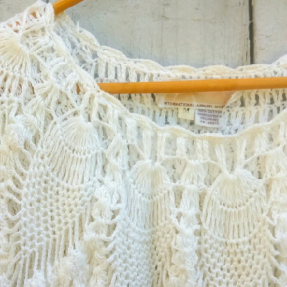 Vintage White Crochet Sweater - Picture 3 of 4